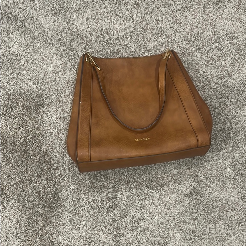 Calvin Klein Brown Leather Tote Bag